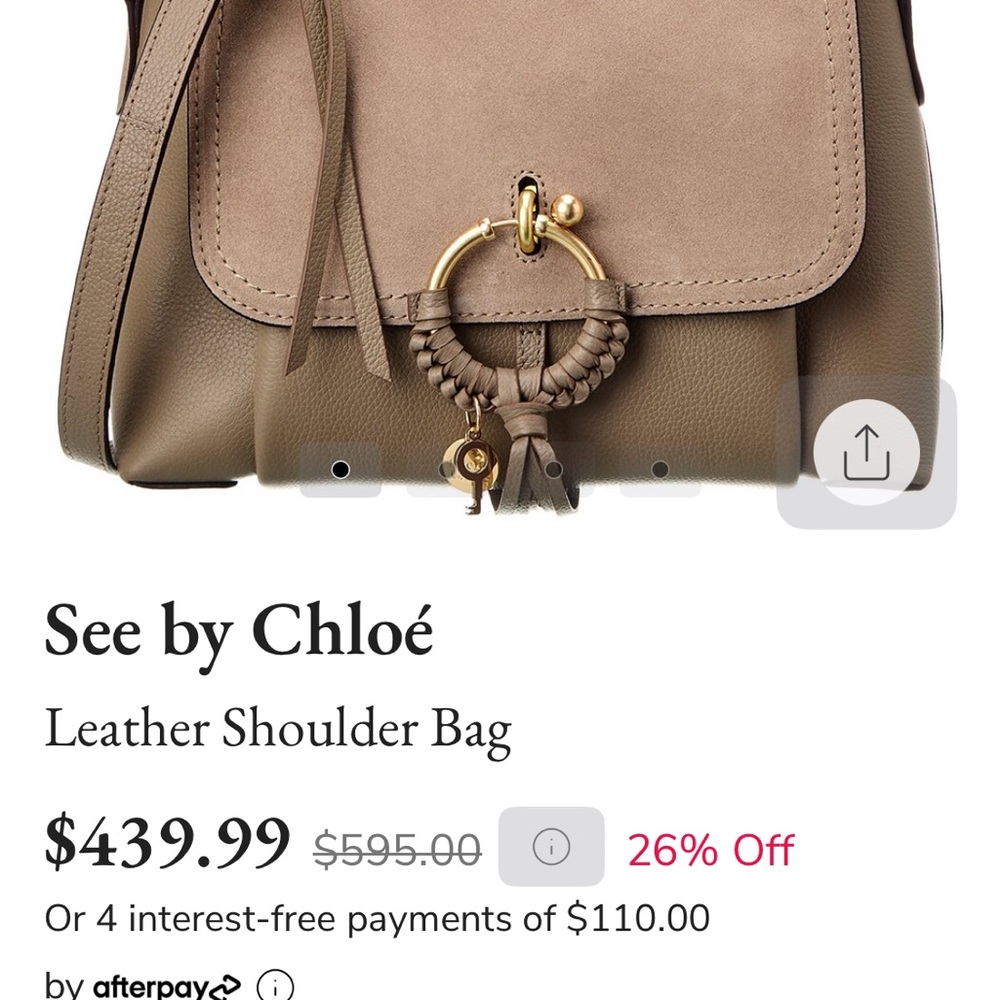 SEE By CHLOE JOAN Sacs Porte Epaule Shoulder Bag in Motty Grey Leather